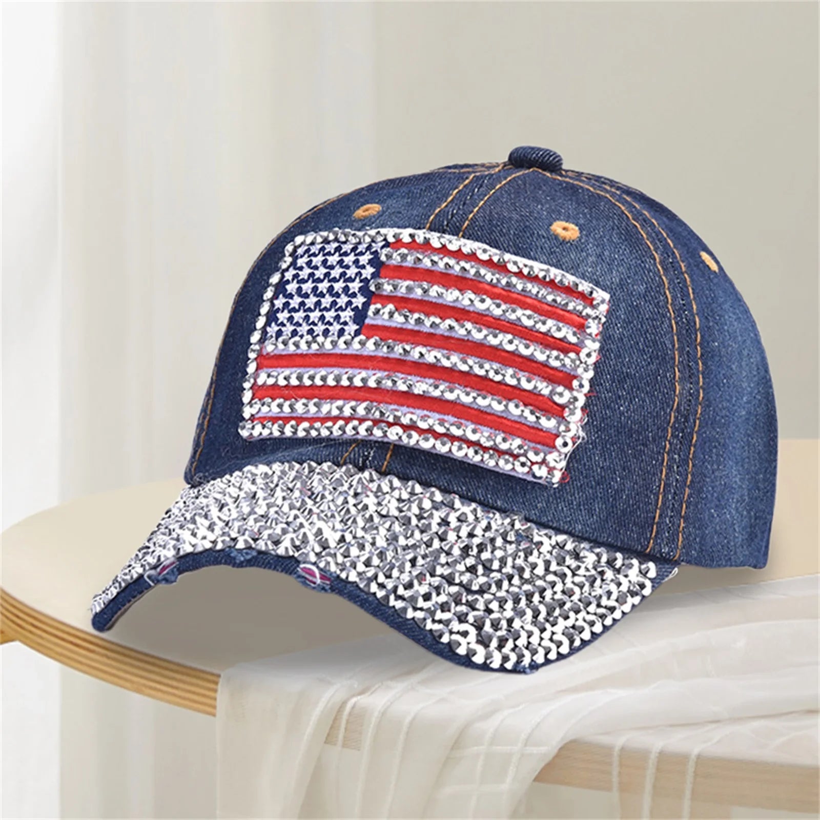 Shiny Hot-Fix Letter Baseball Cap