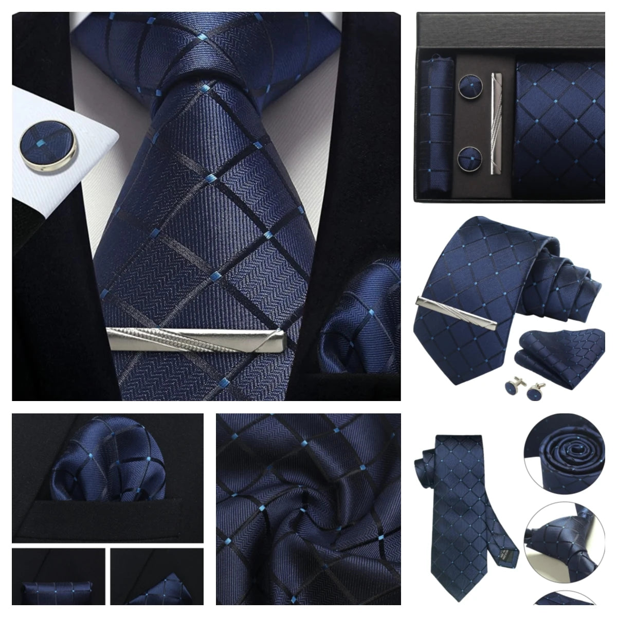 🎩 Classic 100% Silk Men’s Tie Set – Elegant Style in Every Detail