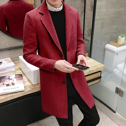 🧥 Men’s Long Cotton Coat – Classic Elegance Meets Modern Warmth