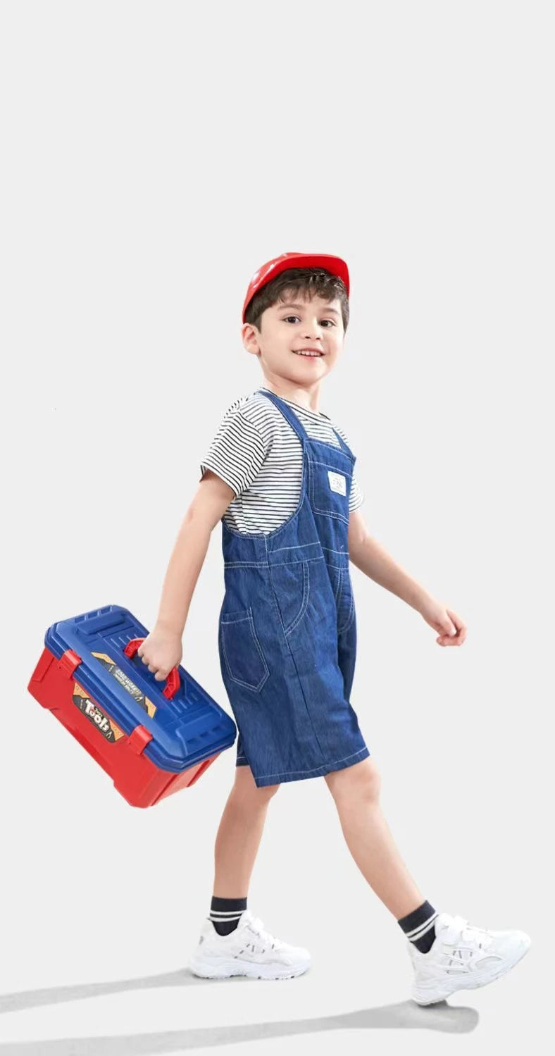 Kids Repair Toolbox Set with Simulation Electric Screwdriver And Drill Pretend Play Engineering Assembly Toy Educational gift
