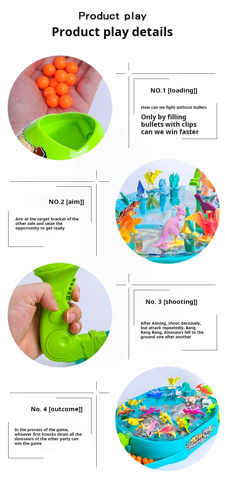 Children's Two-Player Battle Catapult Dinosaur Board Game Pinball Catapult Toy Parent-Child Interactive Educational Toy