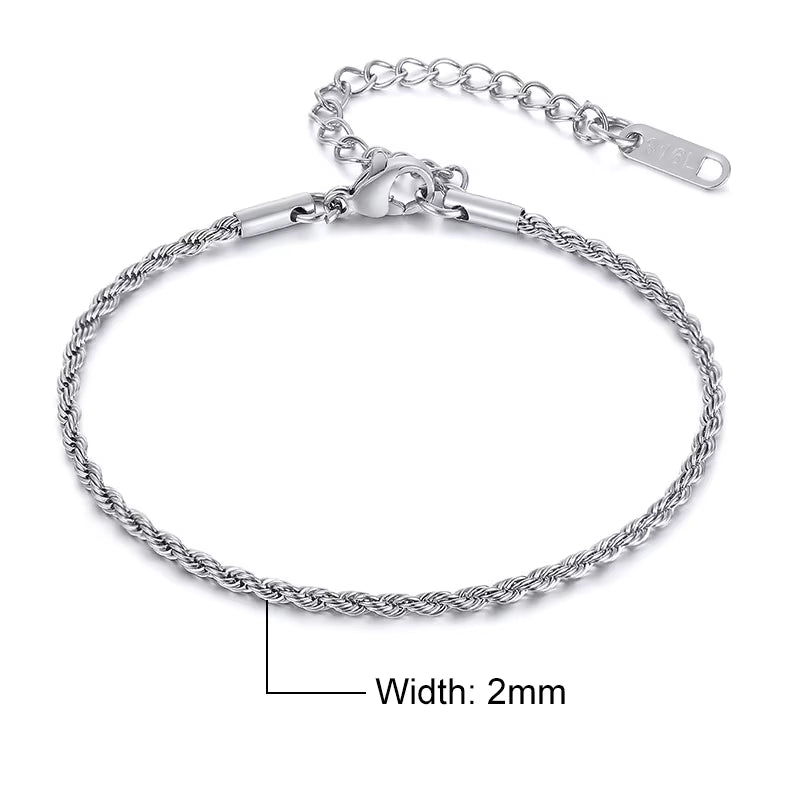 💎 Unisex Rope Chain Bracelet – Timeless Style for Men & Women