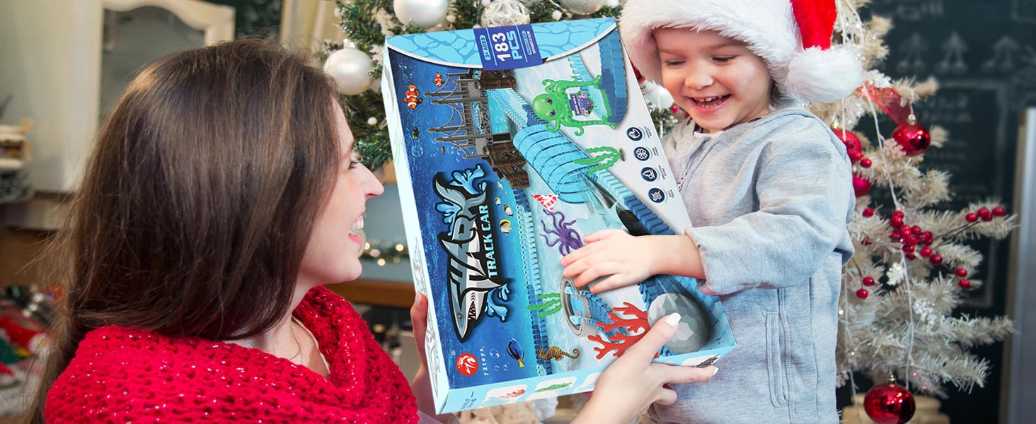 🦈🏎️ VATOS Shark Race Car Toy – Bendable & Flexible Racetrack Set!