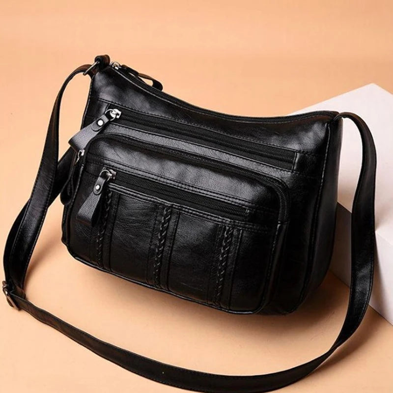 👜 Soft PU Leather Multi-Layer Shoulder Bag – Elegant, Practical & Made for Everyday Life