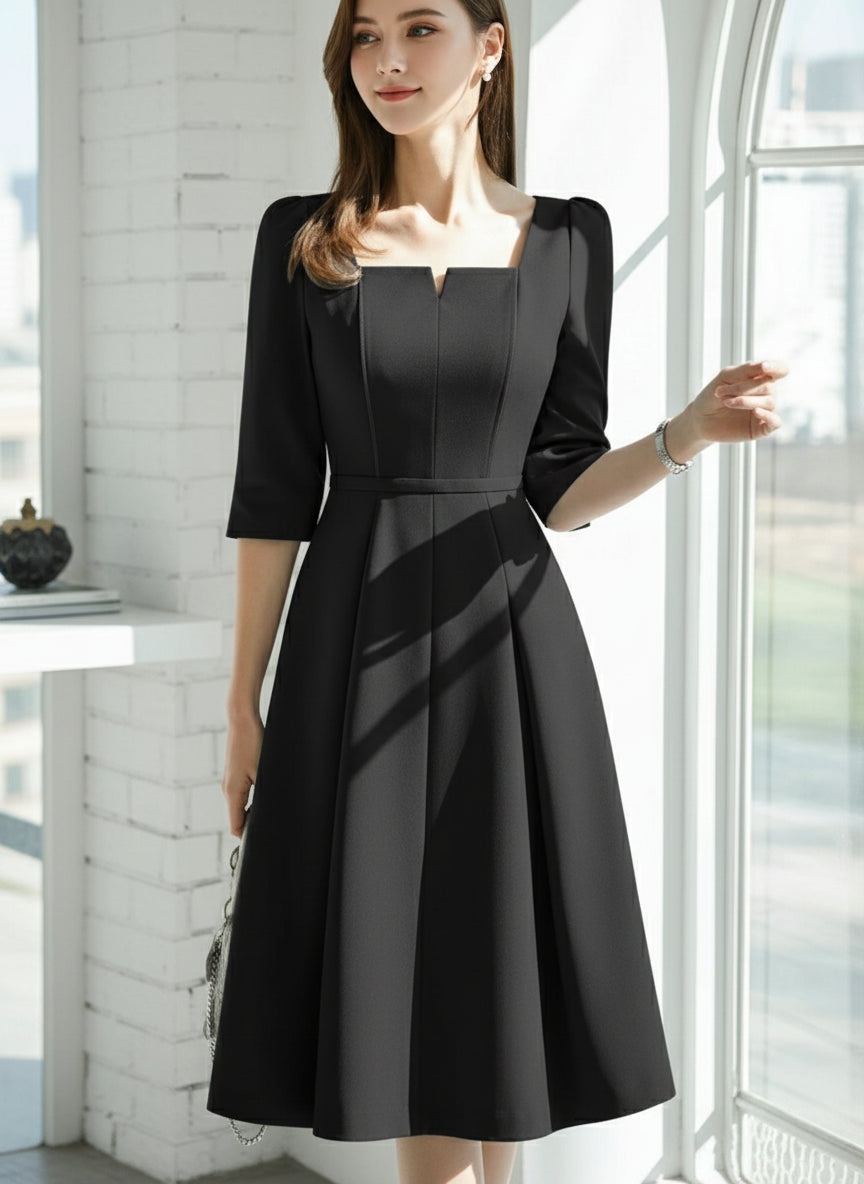 💃 Elegant Square Collar Summer Dress