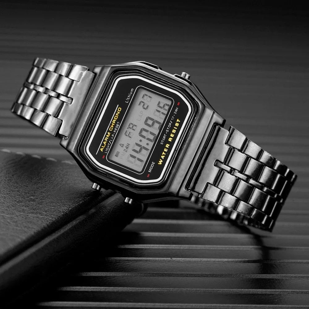 ⌚ New Digital Sports Watch for Men & Women – Waterproof LED Wristwatch in Gold
