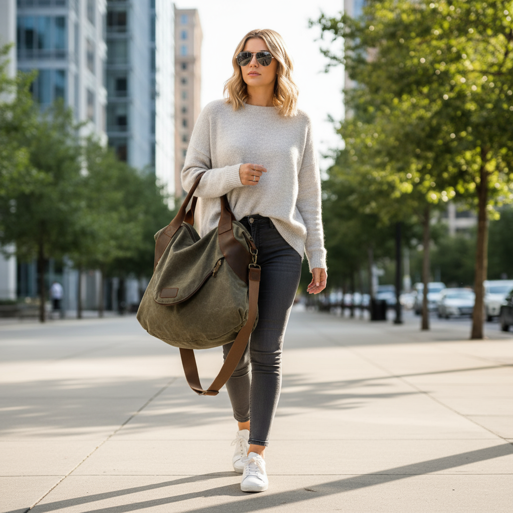 🧳 Large Canvas Shoulder Bag for Women – Your Perfect Everyday & Travel Companion
