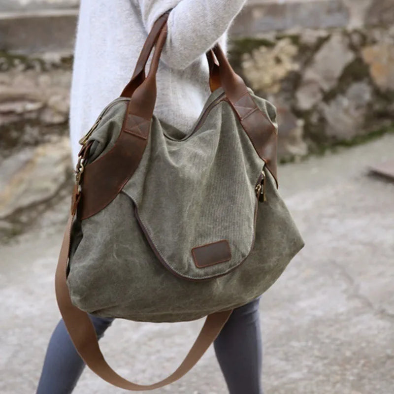 🧳 Large Canvas Shoulder Bag for Women – Your Perfect Everyday & Travel Companion